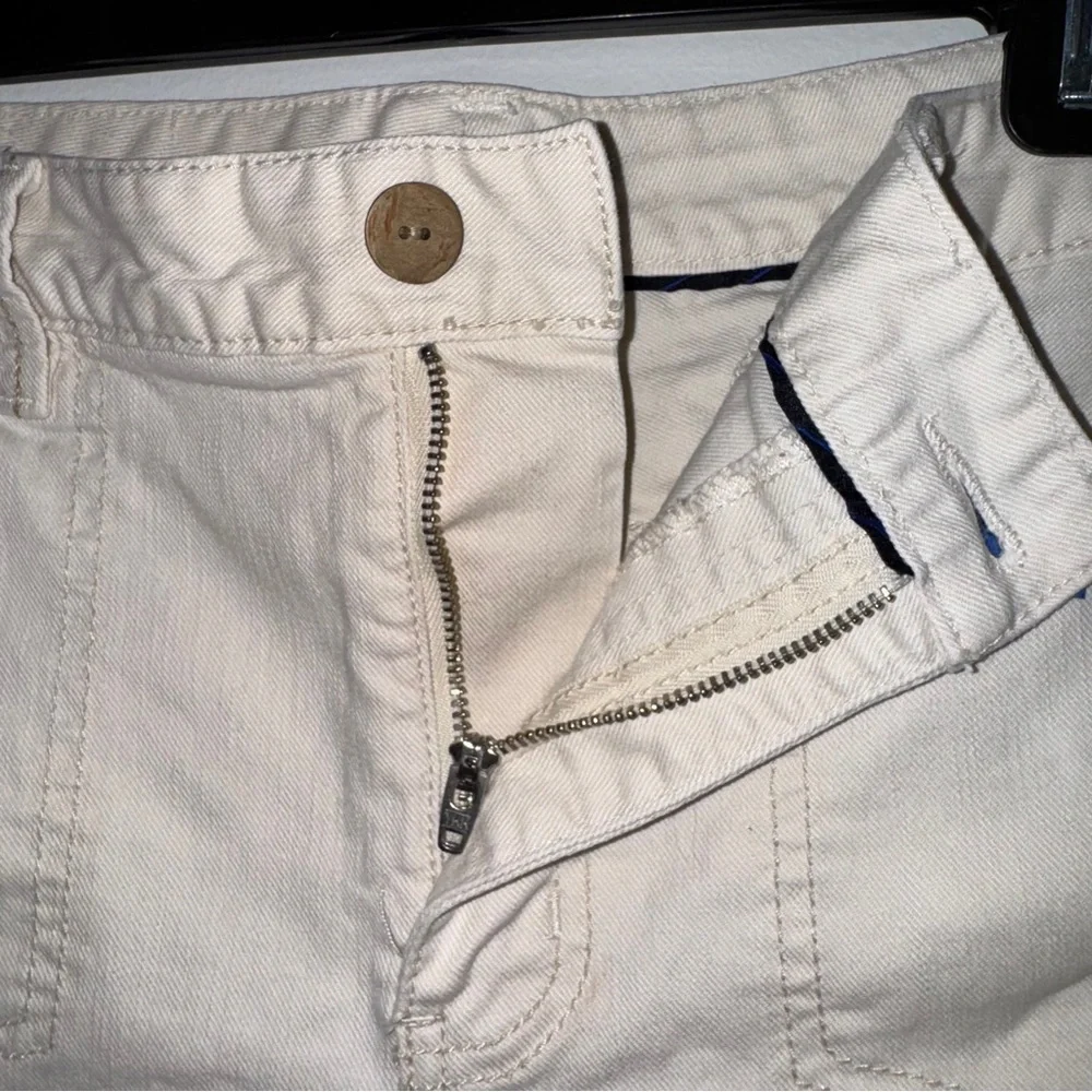 Nautica‎ Shorts Size 6 Beige Denim Cutoff Raw Hem Casual Summer Cotton Blend